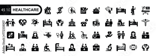 Palliative healthcare flat icons. Vector illustration.