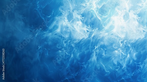 A photo of blue water with wispy white smoke rising from the surface photo