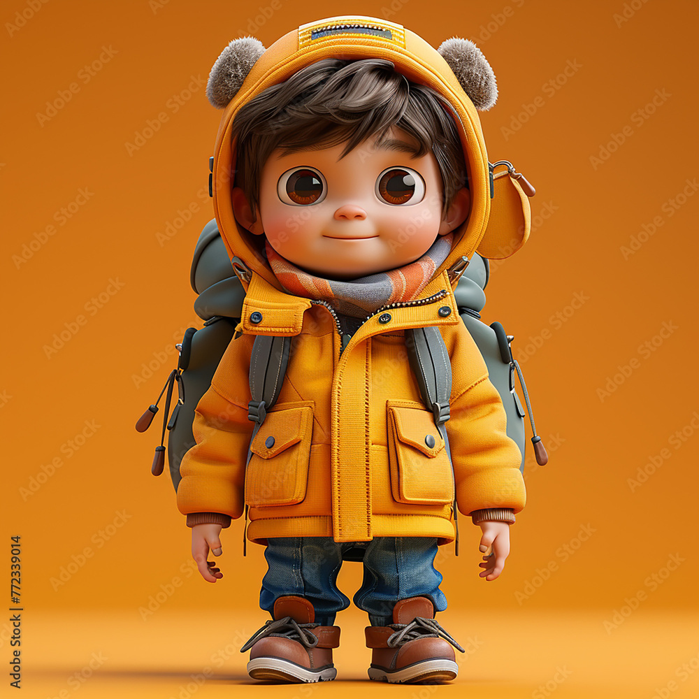 Cartoon child isolated on a color background, generative ai Cartoon child isolated on a color background, generative ai