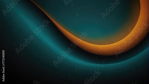 Whirlpool Teal, Orange, Cyan, and Black Smooth Color Gradient Swirl Background with Dark Grainy Texture for Web Banner, Poster, and Cover Design