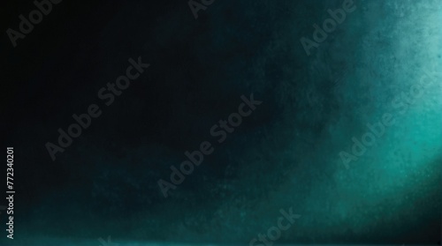 Abyssal Aura Abstract Dark Blue and Green Background with Teal and Black Grainy Texture Gradient, Ideal for Web Header Banner Design, Copious Copy Space