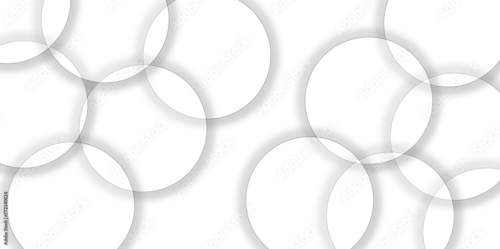 Abstract white geometric overlapping circle background with shadow ...