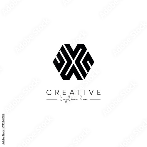 Creative unique letter X initial based stylish hexagon logo design.