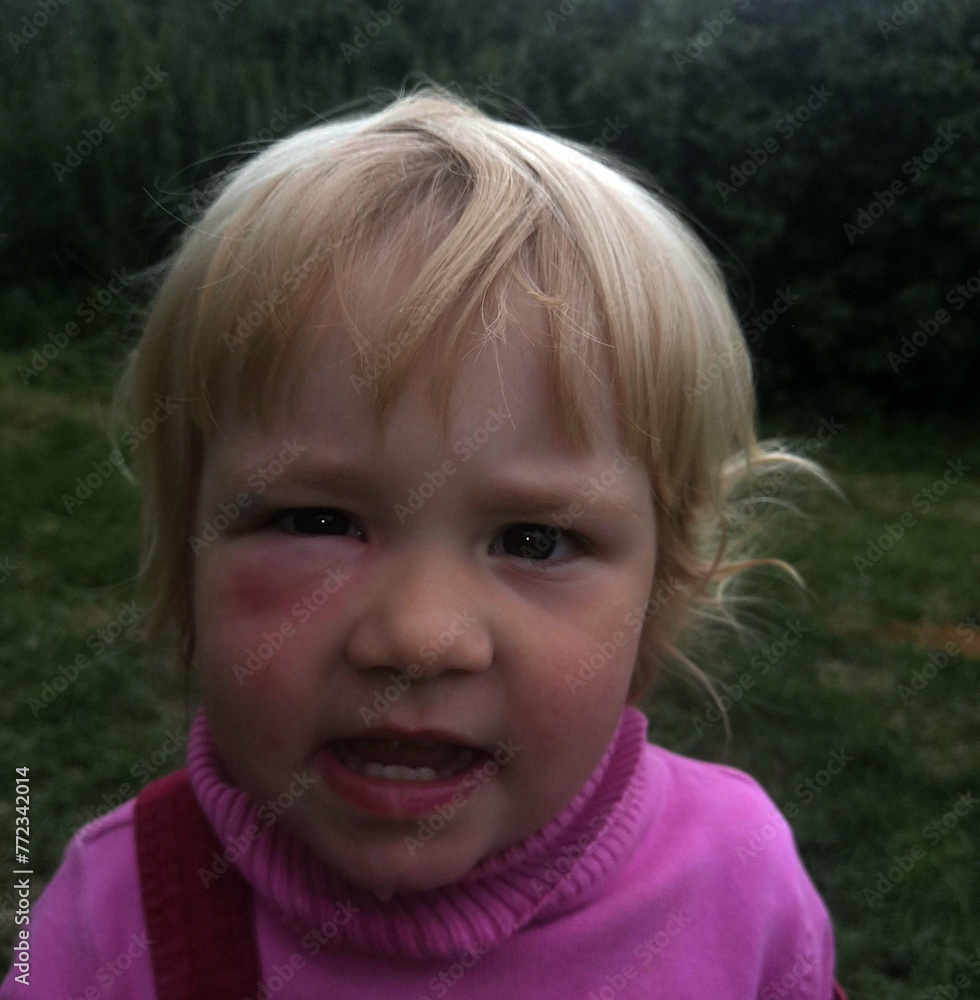 Little Girl With Blonde Hair and Pink Sweater Little Girl With Blonde Hair and Pink Sweater