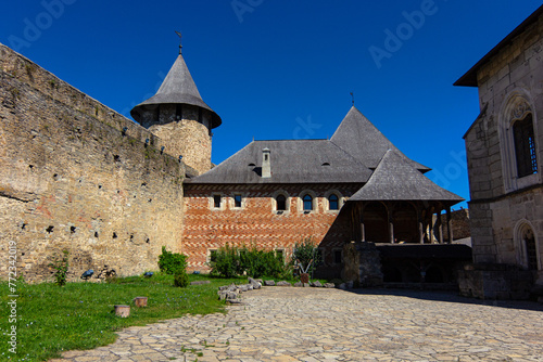 Courtyard of the Khotyn fortress is a monument to history, culture and architecture of XIII-XIX centuries. Located on the banks of the Dniester River, Ukraine photo