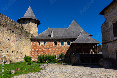 Inner courtyard of the Khotyn fortress, complex of fortifications situated on the right bank of the Dniester in Khotyn, West Ukraine