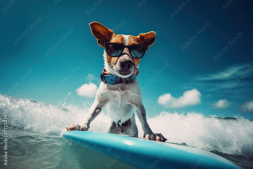 Dog on a surfboard