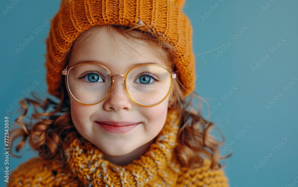 An image of a happy, energetic child wearing glasses, being joyful and having a positive attitude - an example of artificial intelligence in action. An image of a happy, energetic child wearing glasses, being joyful and having a positive attitude - an example of artificial intelligence in action.