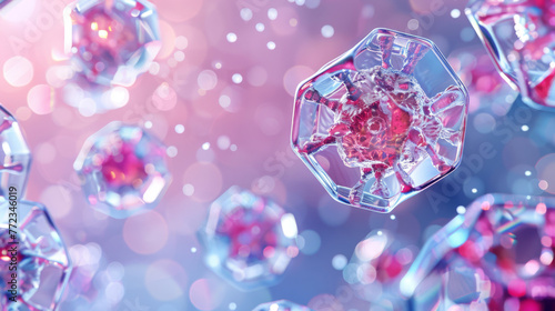 Fototapeta Naklejka Na Ścianę i Meble -  Hexagonal skin cells getting an energy boost from adenosine, against a clean background