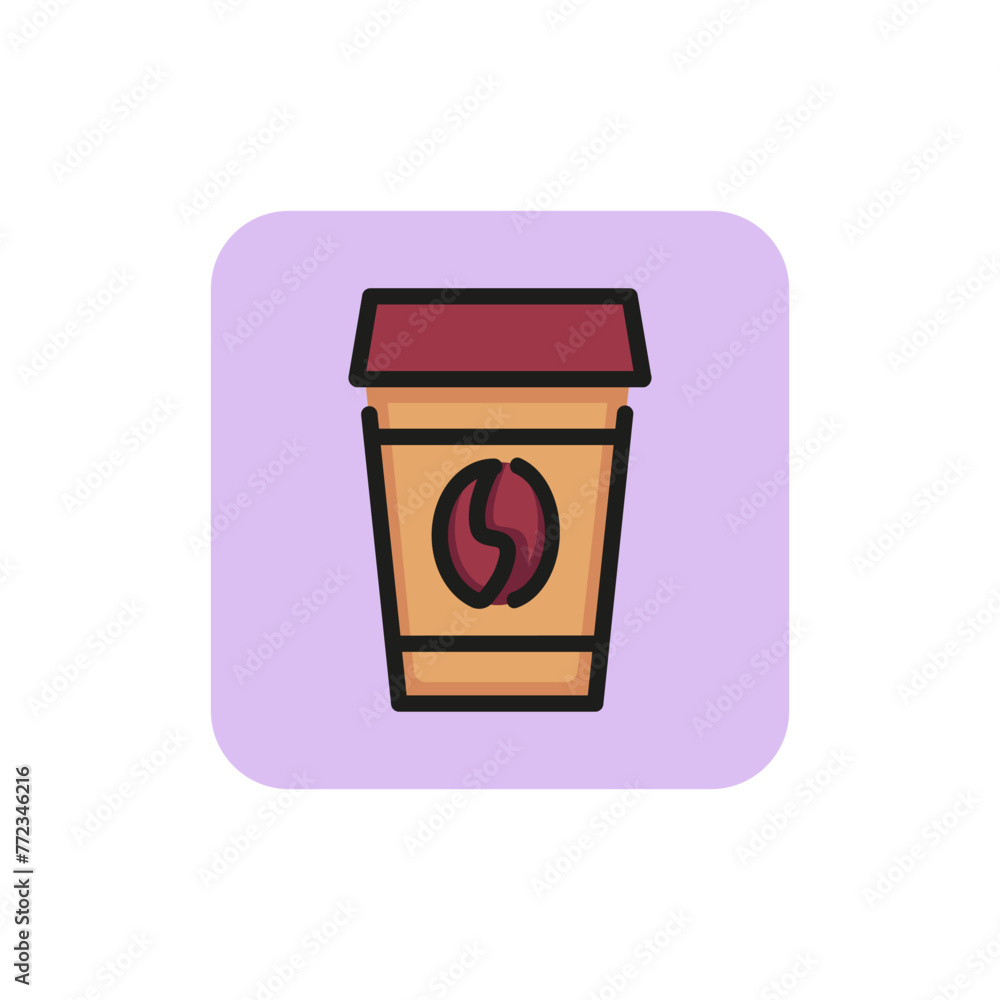 Icon of coffee to go. Takeout coffee, disposable cup, convenience. Drink concept. Can be used for topics like refreshment, coffee shop, beverage Icon of coffee to go. Takeout coffee, disposable cup, convenience. Drink concept. Can be used for topics like refreshment, coffee shop, beverage