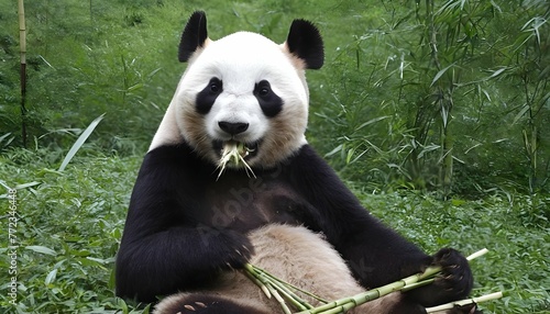 A Giant Panda Enjoying A Bamboo Feast 3