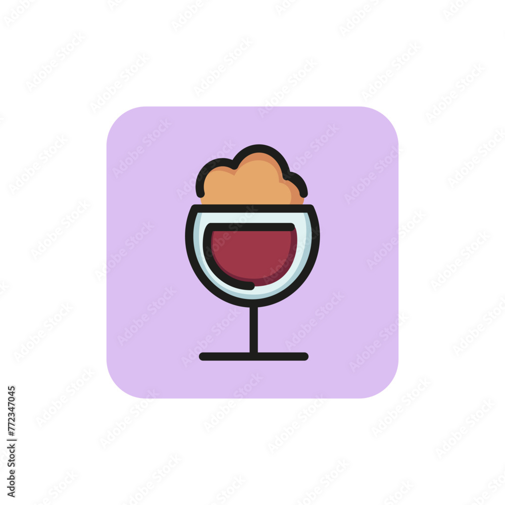 Icon of frothy drink. Wineglass, party, foam. Cocktail concept. Can be used for topics like bar, pub, beer Icon of frothy drink. Wineglass, party, foam. Cocktail concept. Can be used for topics like bar, pub, beer