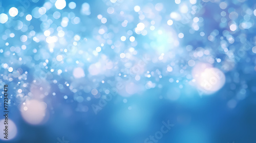 Abstract blurred soft blue beautiful glowing glitter bokeh © ma