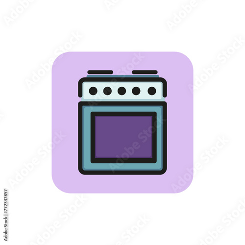 Icon of kitchen stove. Cooker, appliance, oven. Preparing food concept. Can be used for topics like cooking, bakery, gas