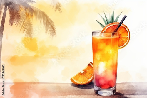 Tropical cocktail on the beach