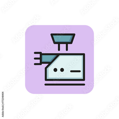 Icon of meat grinder. Chopping, mixing, mincing. Kitchen appliance concept. Can be used for topics like meat cooking, recipe, equipment