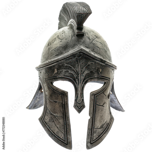 Hoplite helmet of Greek Art objsect iolate on transparent png.
