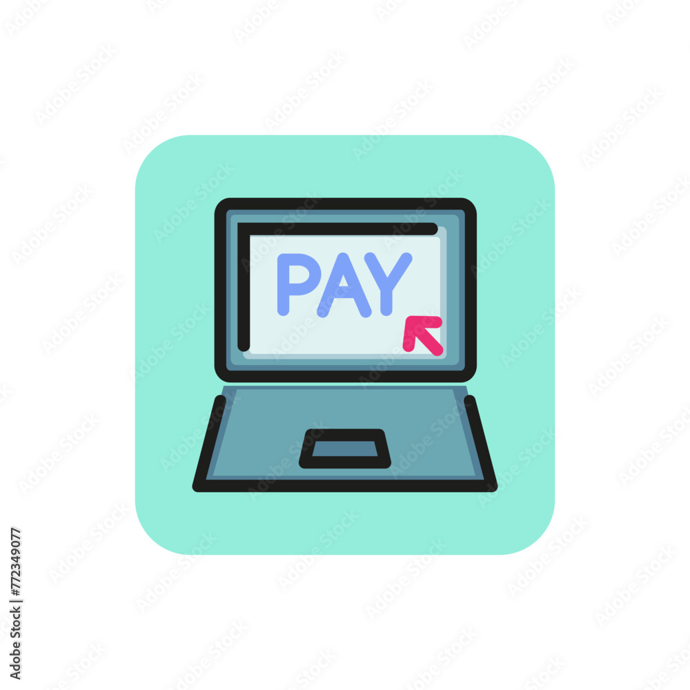 Icon of online payment. Service, credit, retail. Online shopping concept. Can be used for topics like banking, consumerism, e-commerce