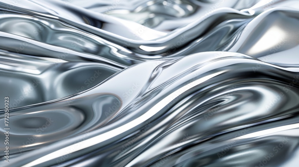 The image is a silver wave that is very shiny and reflective. It has a very smooth and sleek appearance, and it looks like it is made of metal The image is a silver wave that is very shiny and reflective. It has a very smooth and sleek appearance, and it looks like it is made of metal
