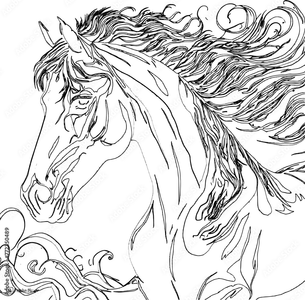 Obraz premium a black and white sketch of a horse
