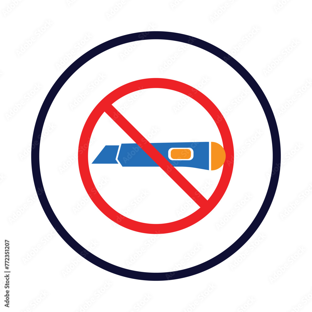 cutter, cutting, knife, don't use, not use, icon, don't use cutter icon