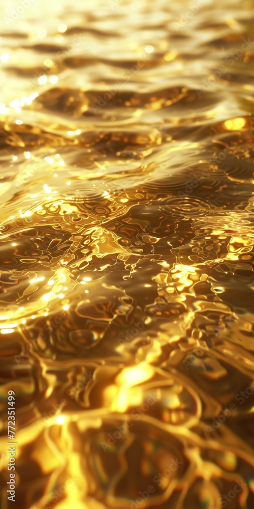 Golden Water Ripples in Close-Up Detail