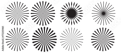 Sunburst element. Radial stripes background. Sunburst icon collection. Retro sunburst design. Vector illustration.