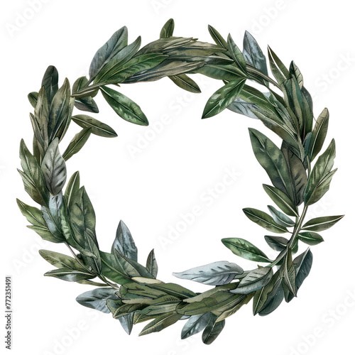  Olive wreath (kotinos) of Greek Art objsect iolate on transparent png.
