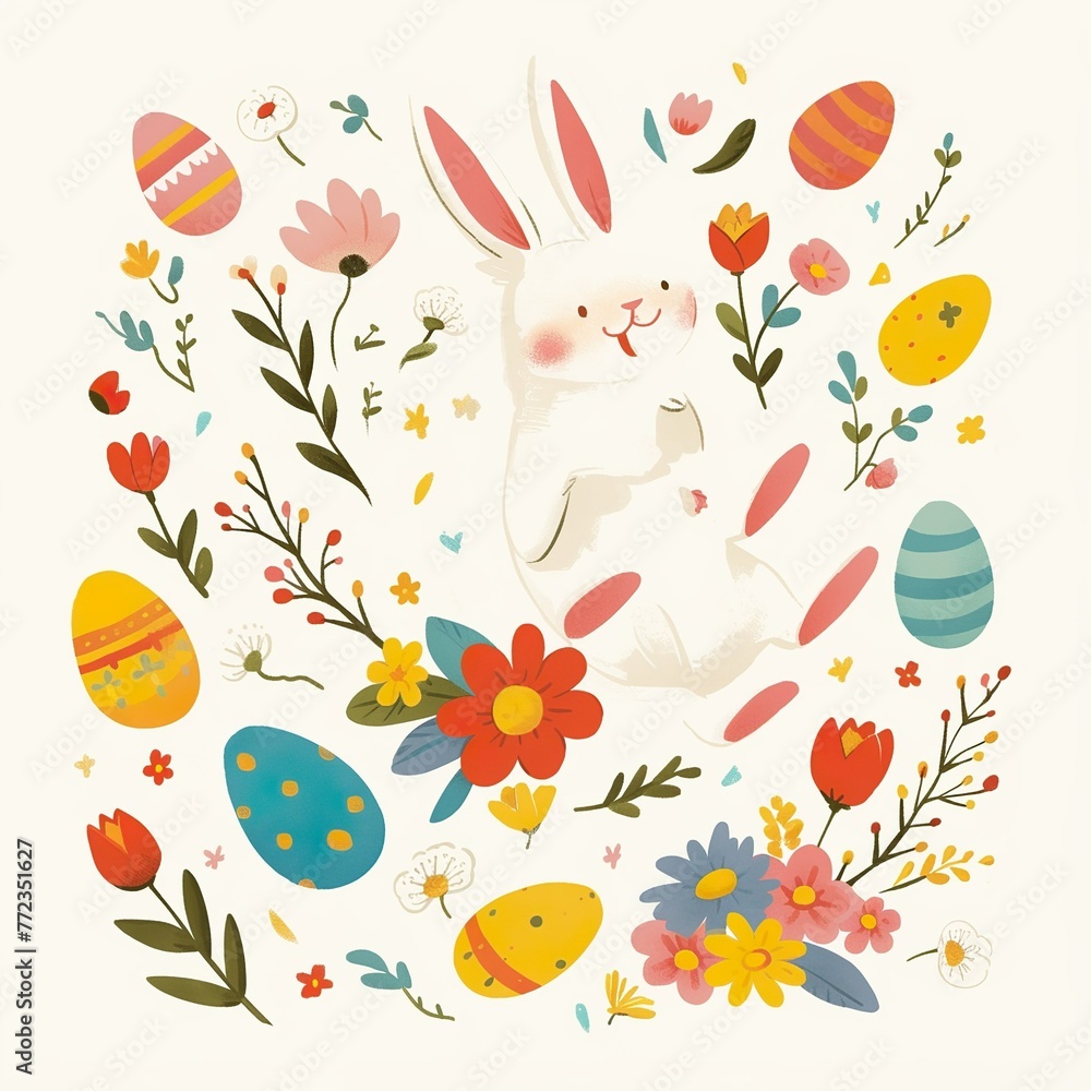 easter card with eggs & bunny easter card with eggs & bunny