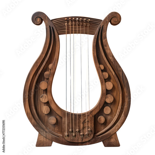 Lyre of Greek Art objsect iolate on transparent png.
