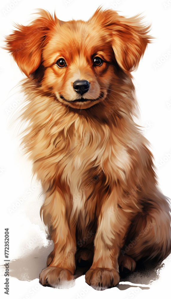 Watercolor portrait painting illustrated dog puppy isolated on transparent, Generate AI