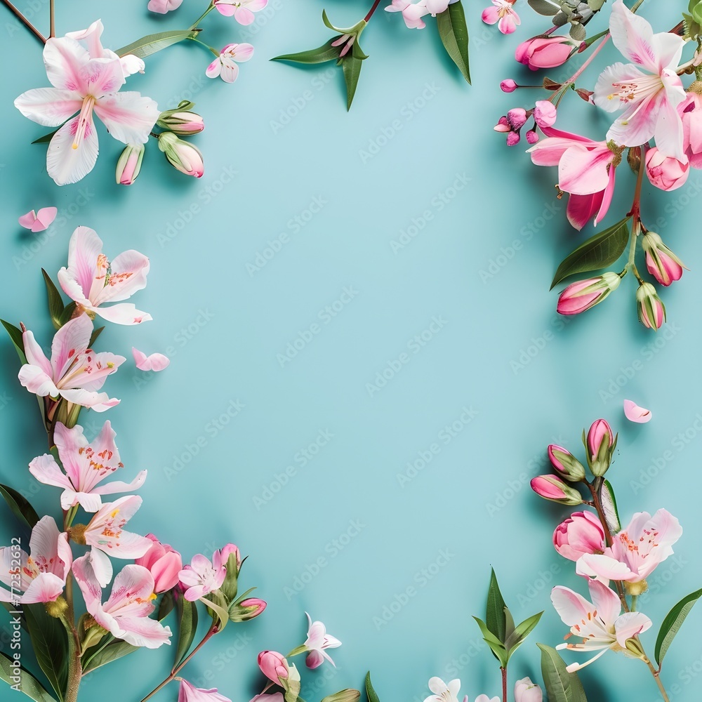 pink flowers frame with text space floral frame generative ai pink flowers frame with text space floral frame generative ai