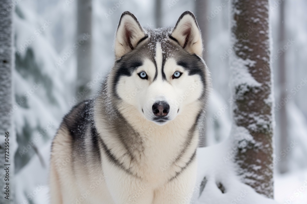 Agile Siberian husky animal. Nature wolf. Generate Ai
