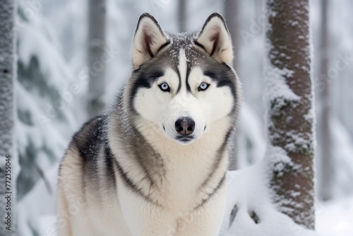 Agile Siberian husky animal. Nature wolf. Generate Ai © juliars