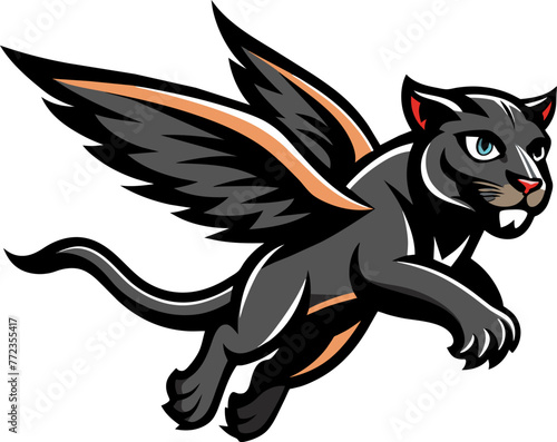 Flying baby panther logo illustration
