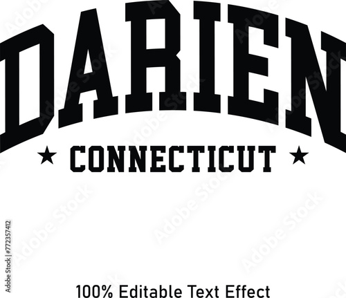 Darien text effect vector. Editable college t-shirt design printable text effect vector