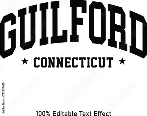 Guilford text effect vector. Editable college t-shirt design printable text effect vector photo