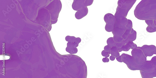 Glossy Purple Liquid Drops on Transparent Background