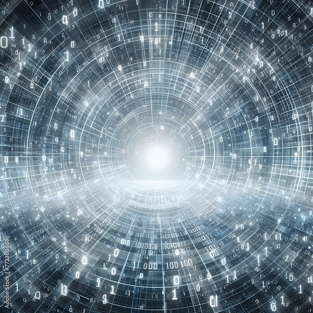 Fototapeta premium Abstract digital technology background. 3d rendering toned image double exposure generated by ai