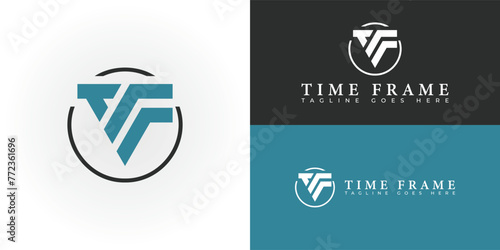 abstract circle initial letter TF or FT logo in blue and black color isolated on multiple background colors. The logo is suitable for videography and entertainment business logo design inspiration