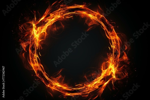Fiery Fire circle frame ring. Texture glow. Generate Ai