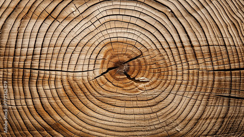 Close-Up View of a Tree Log Cross-Section Showing Growth Rings