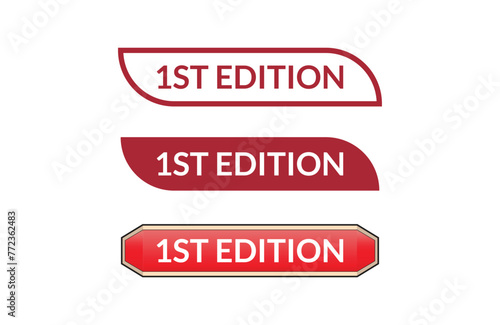 1st edition red ribbon label banner set. Open available now sign or 1st edition tag.