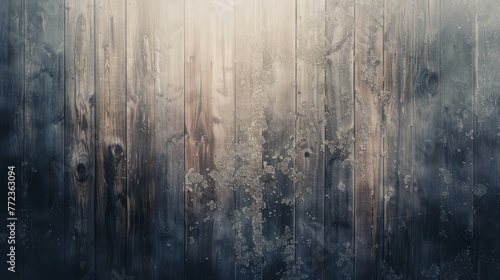 Abstract frosty wooden texture overlay with a mystical ambiance, evoking winter's frozen touch photo