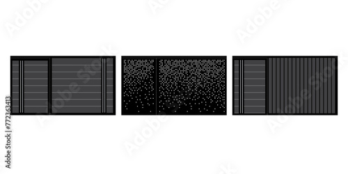 Vector illustration of perforated iron gate and iron pallet in black color