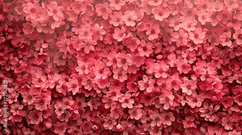 Dense pink cherry blossoms creating a vibrant floral texture, celebrating the abundance of spring