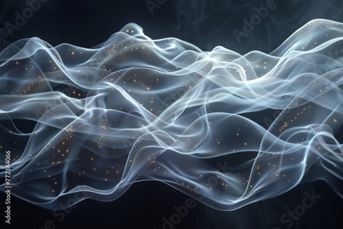 Set of modern elements representing the flow of air from an air conditioner, purifier, or humidifier. Dynamically blurred flow motion.