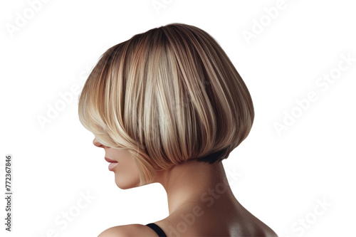 Beauty salon concept. Beautiful hair coloring woman on transparent background. Coloring Hair.