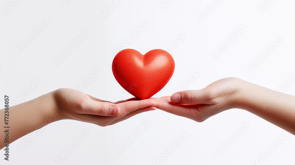 Donation, Blood doner, charity with a hand give Red heart to other on a white background Donation, Blood doner, charity with a hand give Red heart to other on a white background