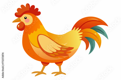 Watercolor chicken clipart on white background. © mk graphics